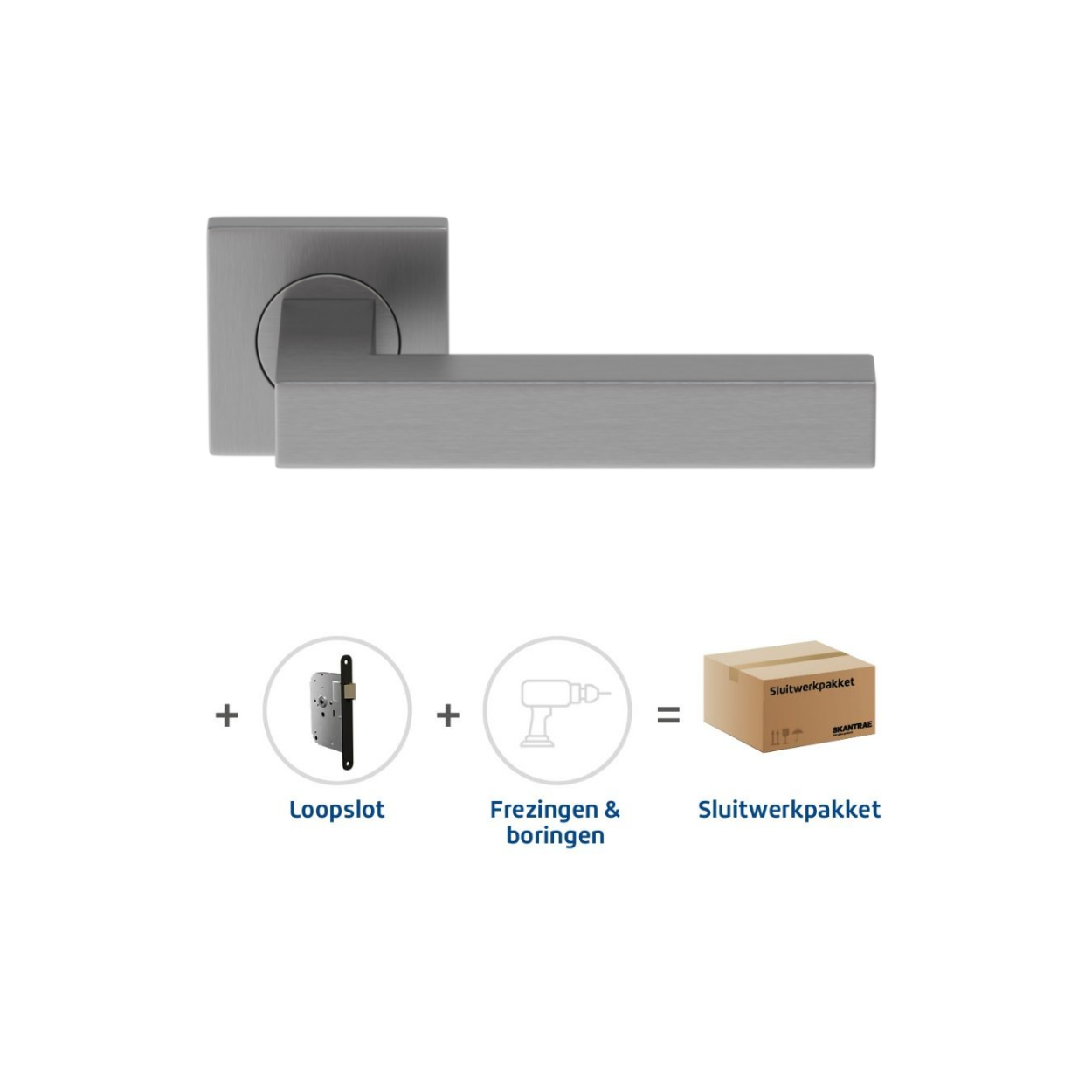 Sluitwerkpakketten met Deurkruk Squared 16 Regular RVS